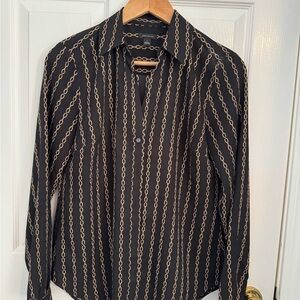 Ann Taylor Black Shirt with Gold Chain Design